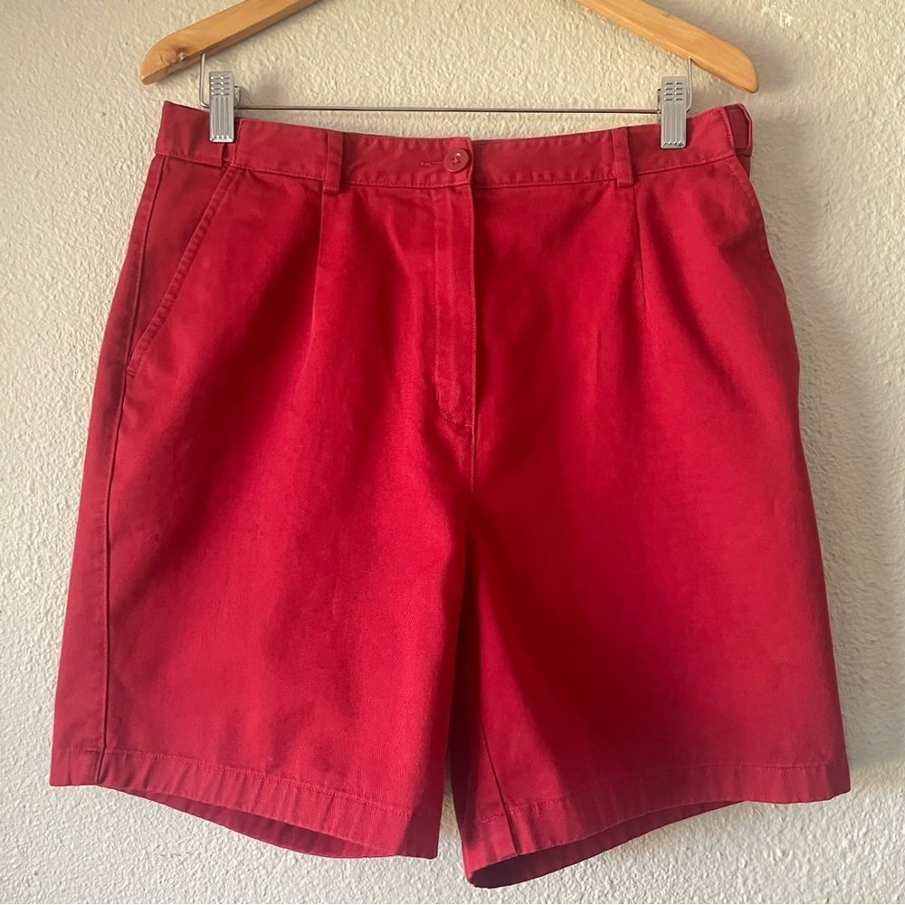 L.L. Bean Shorts Women’s 14 Red Original Fit Chino Casual Classic Cotton Preppy